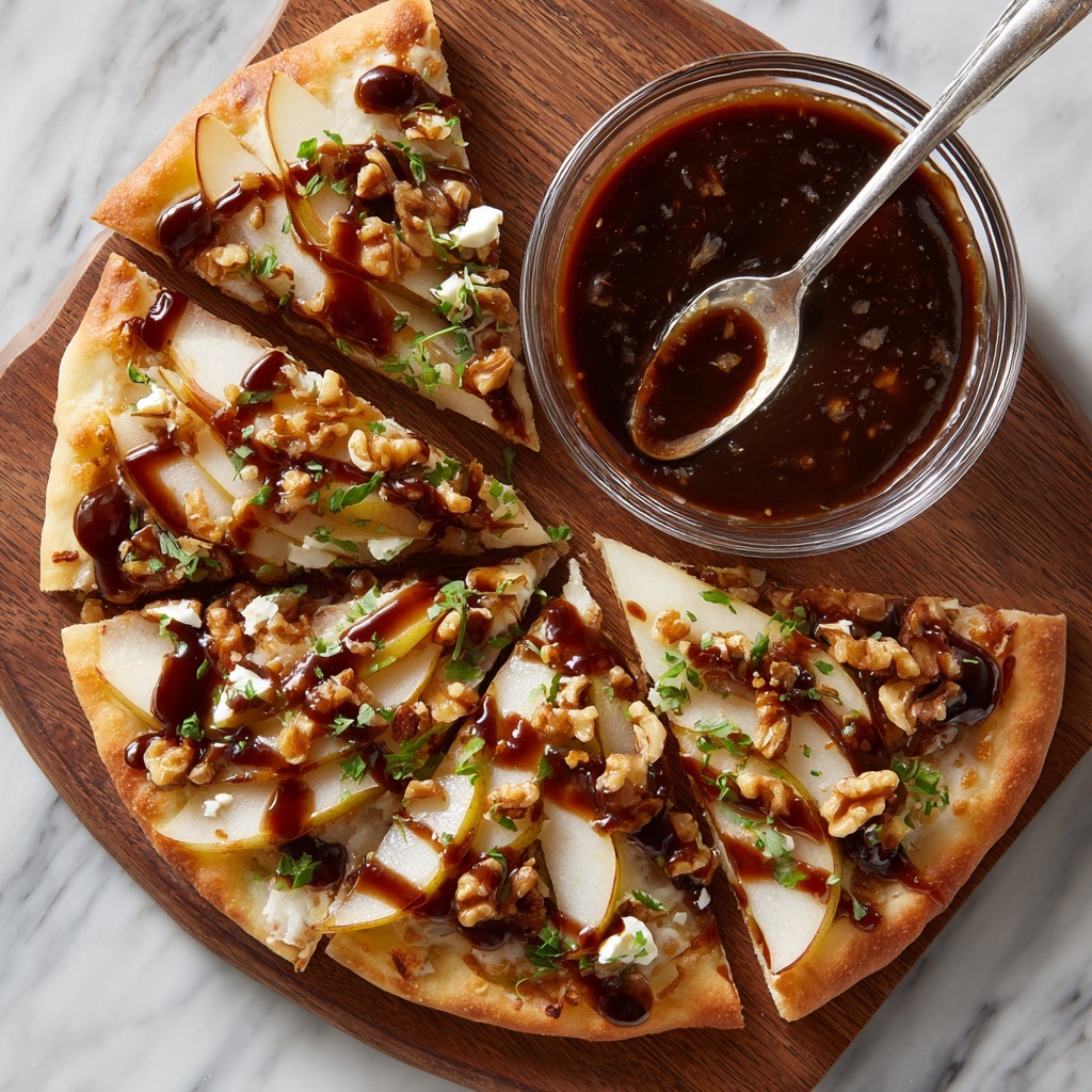 Pear, Walnut & Goat Cheese Flatbread with Honey Drizzle Recipe - Recipe Image