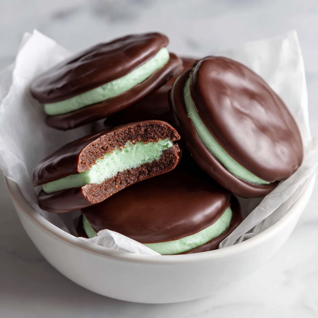 Mint Sandwich Cookies with Chocolate Coating Recipe - Recipe Image