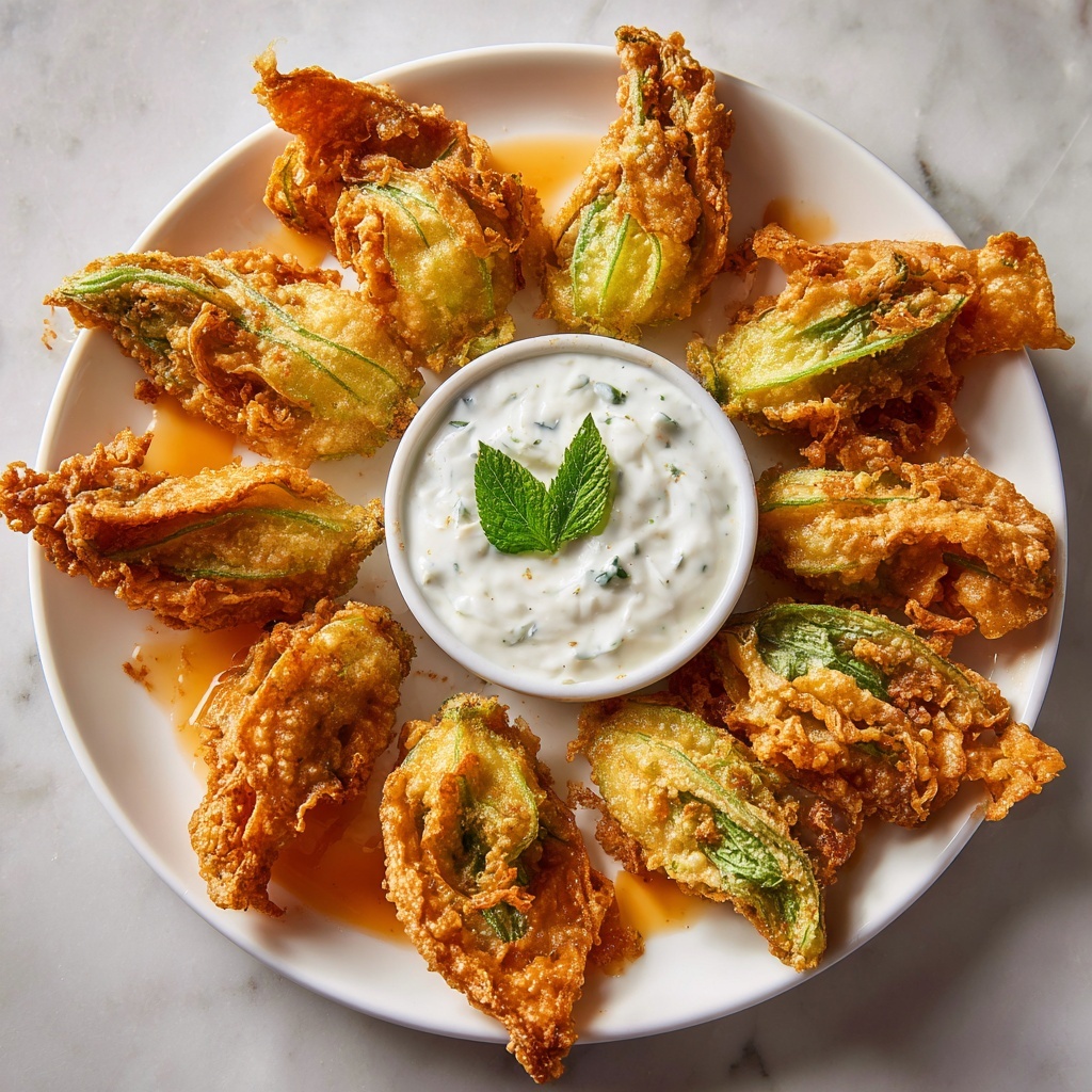 Ricotta & Herb Stuffed Zucchini Blossoms Recipe - Recipe Image