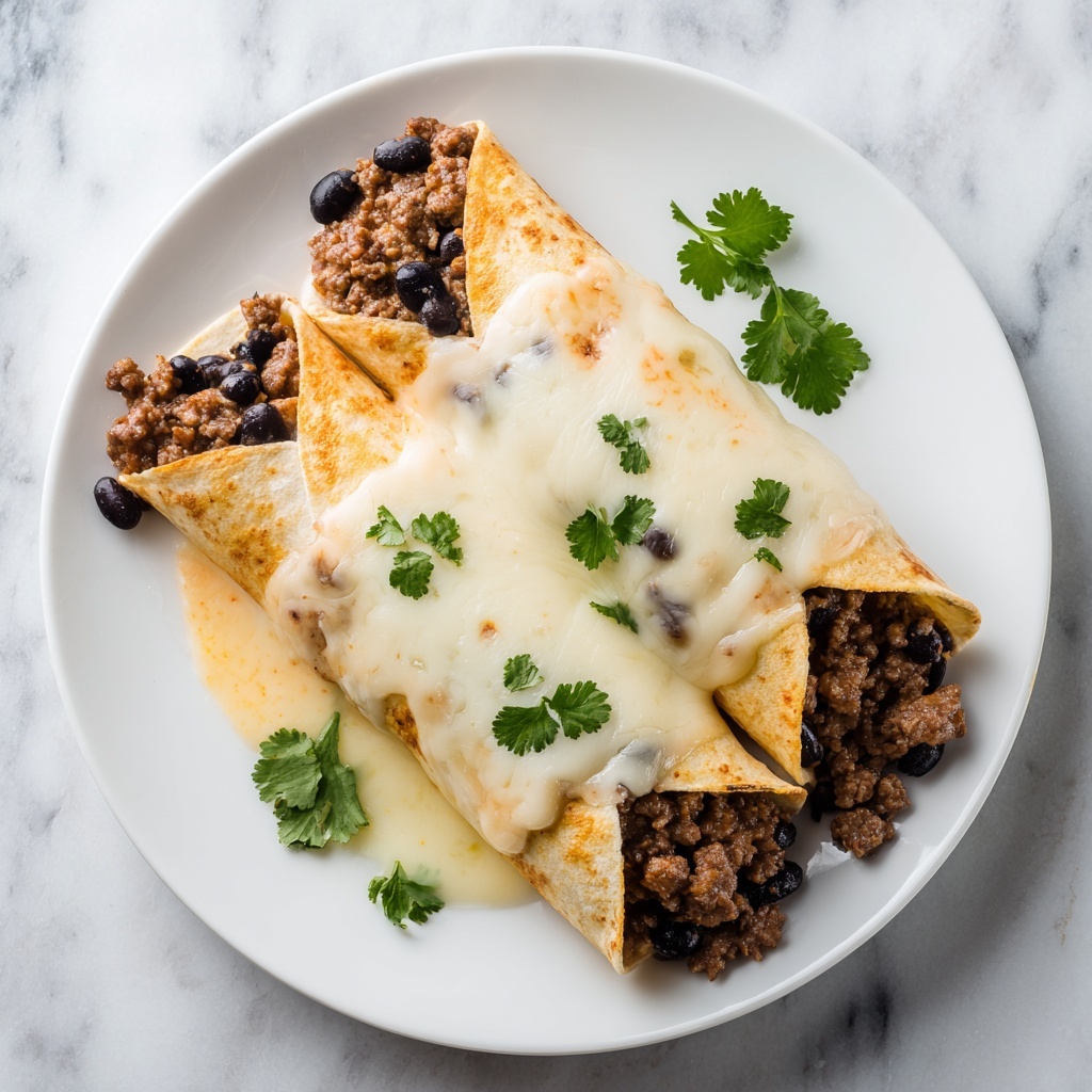 Beef Enchiladas with Spicy Tomato Sauce and Melting Cheese Recipe - Recipe Image