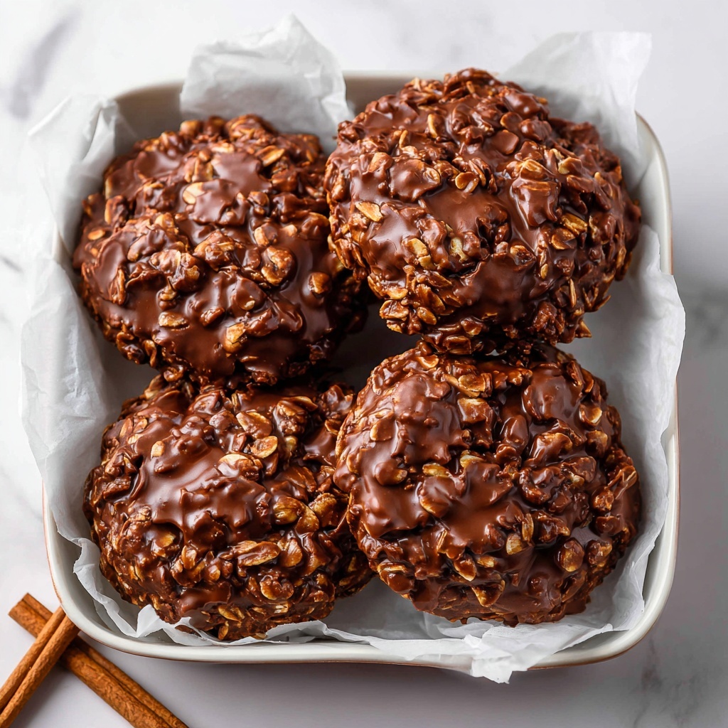 No-Bake Chocolate Peanut Butter Oatmeal Cookies Recipe - Recipe Image