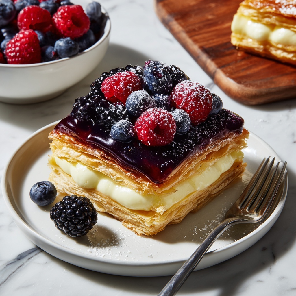 Berry Custard Puff Pastry Tart Recipe - Recipe Image