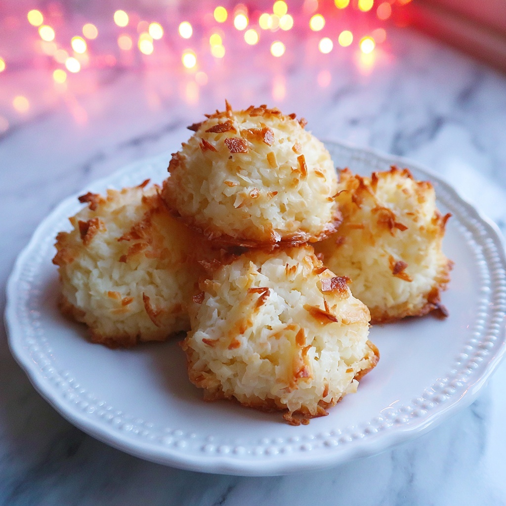 Chocolate-Dipped Coconut Macaroons with Heart Sprinkles Recipe - Recipe Image