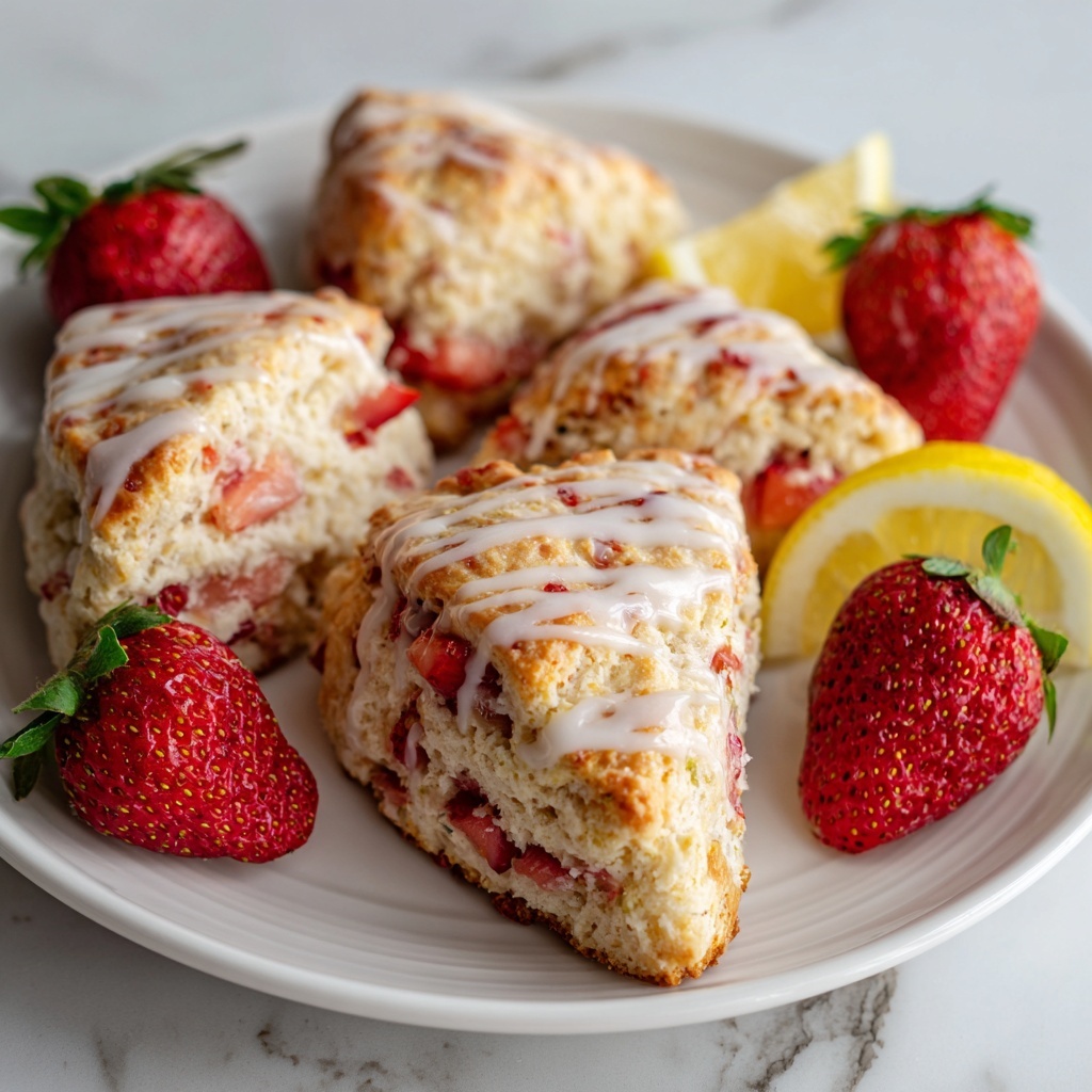 Strawberry Lemon Scones with Lemon Glaze Recipe - Recipe Image