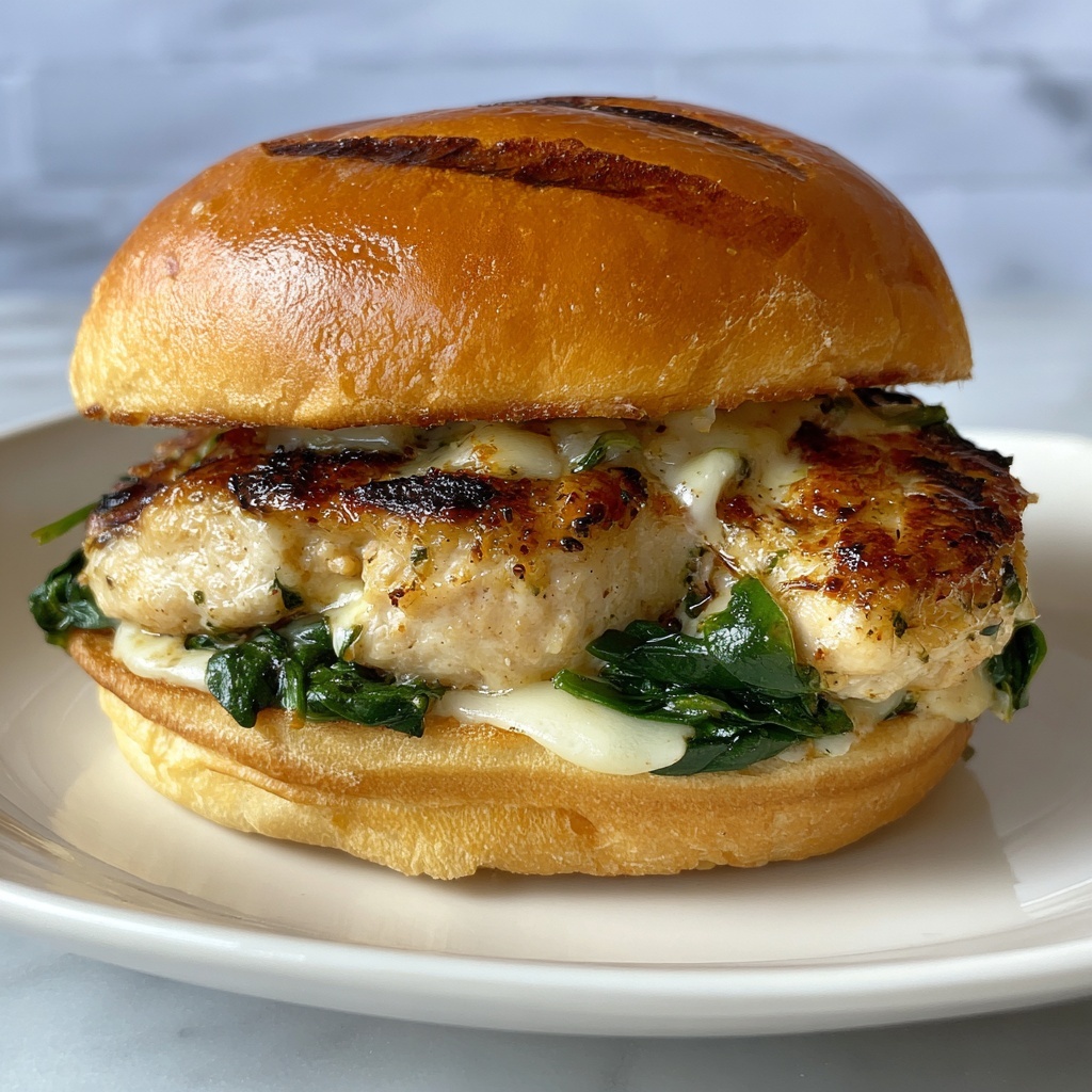 White Cheddar and Spinach Chicken Burgers Recipe - Recipe Image