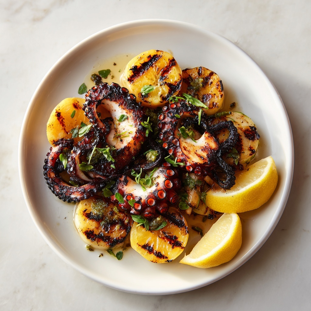 Grilled Octopus with Lemon, Garlic, and Parsley Recipe - Recipe Image