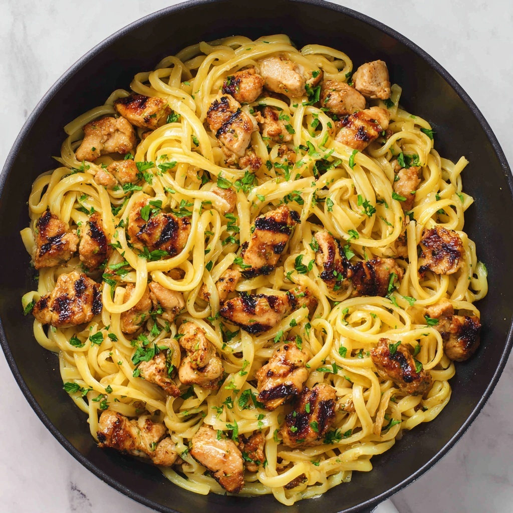 Garlic Butter Chicken Bites with Savory Creamy Parmesan Pasta Recipe - Recipe Image